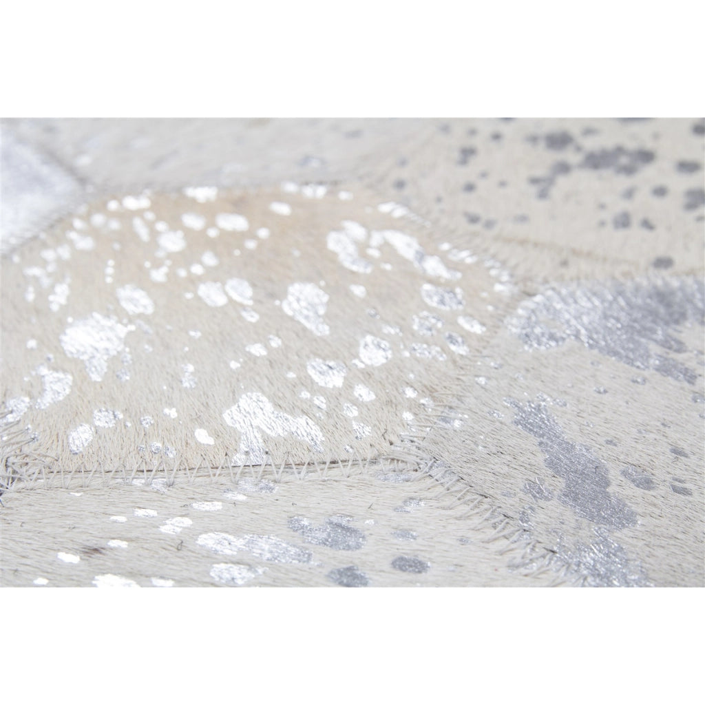 Tappeto in pelle Dazzle Grigio e Argento 80x150 cm