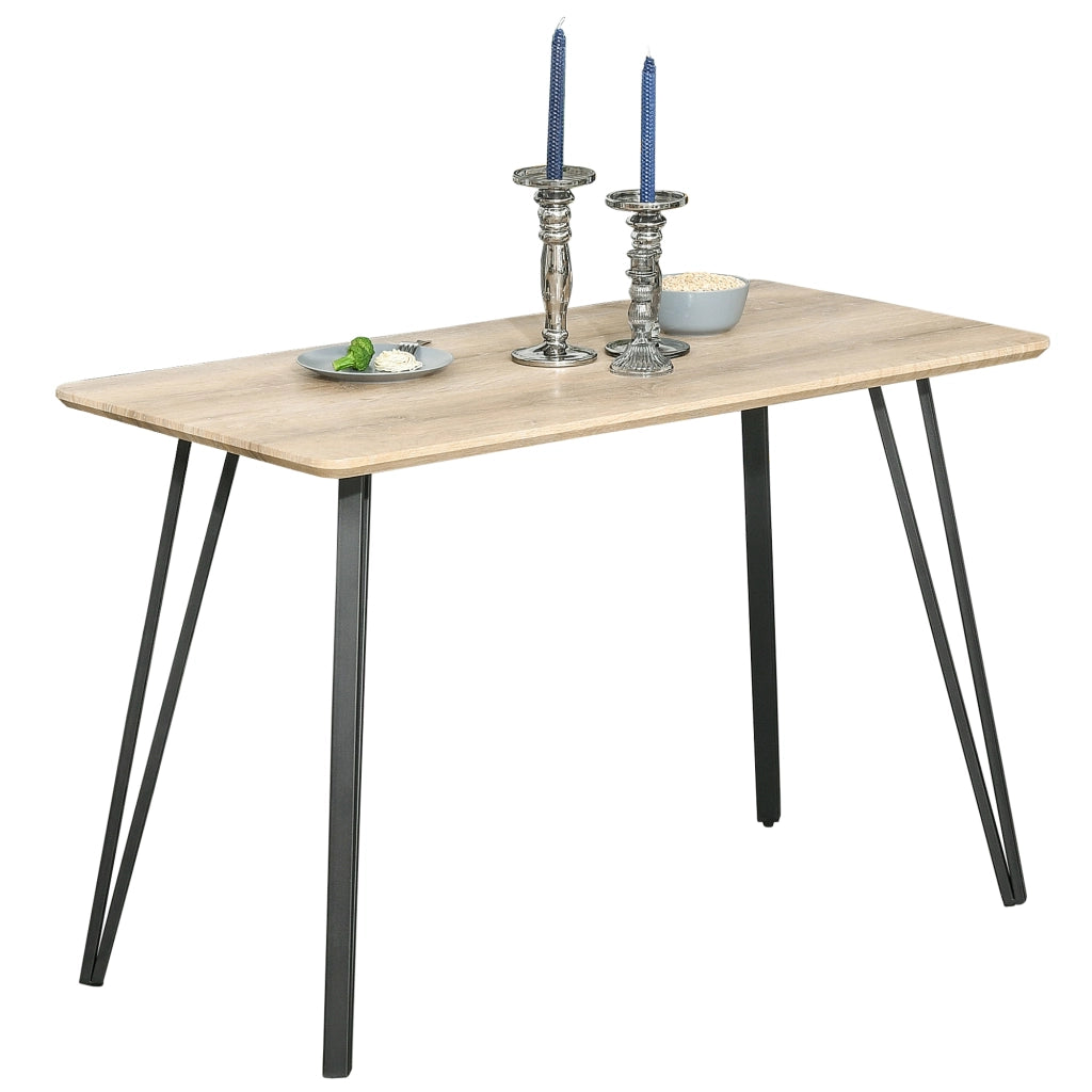 Tavolo da pranzo design industriale ¨C zephmum ¨C MDF effetto quercia chiaro, gambe metallo nero, 120x60x75 cm