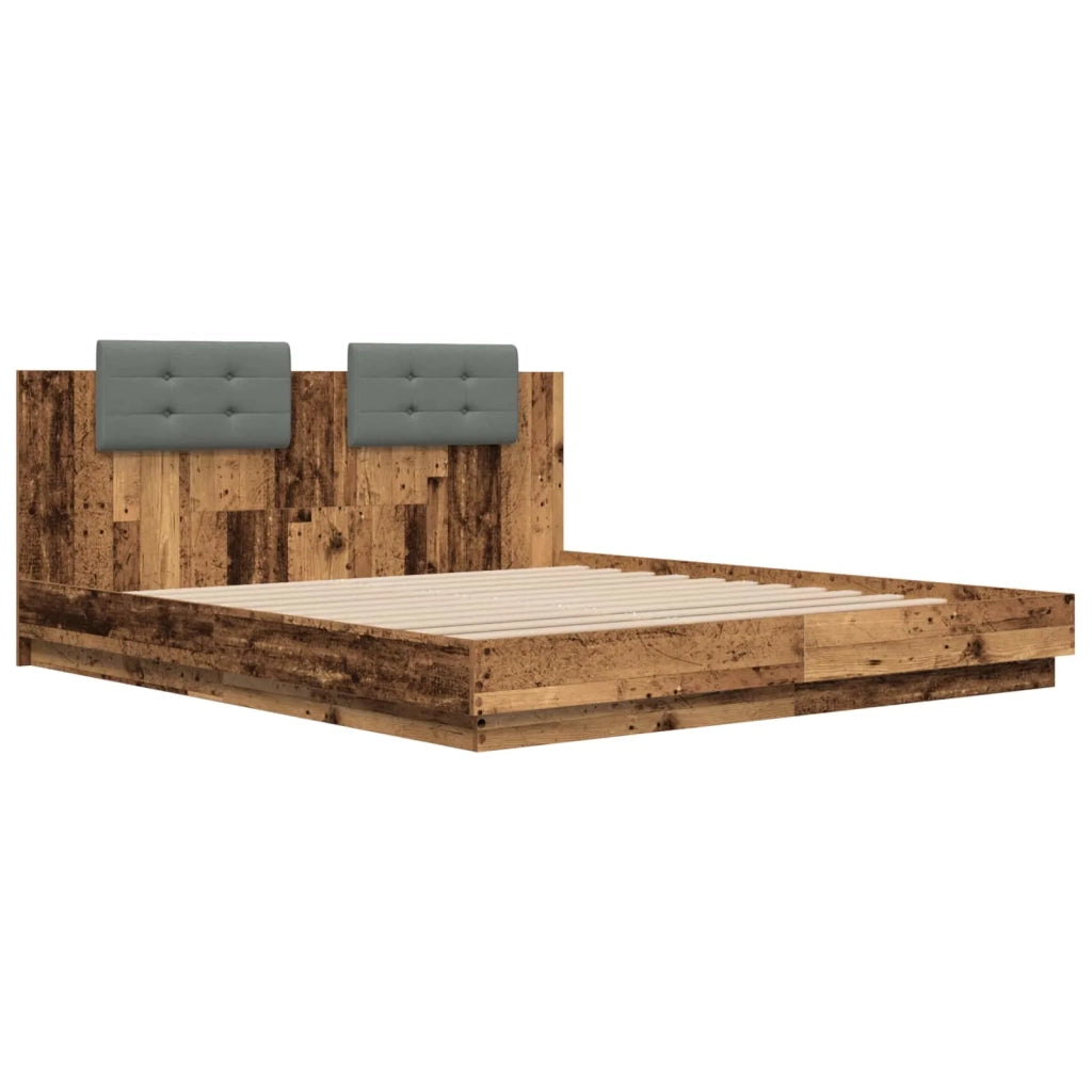 Struttura letto con testata-Giroletto Legno vecchio 200 x 200 cm