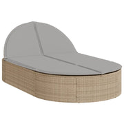 Lettino Prendisole | Sdraio da giardino | Lettino da sole con Cuscini Beige in Polyrattan