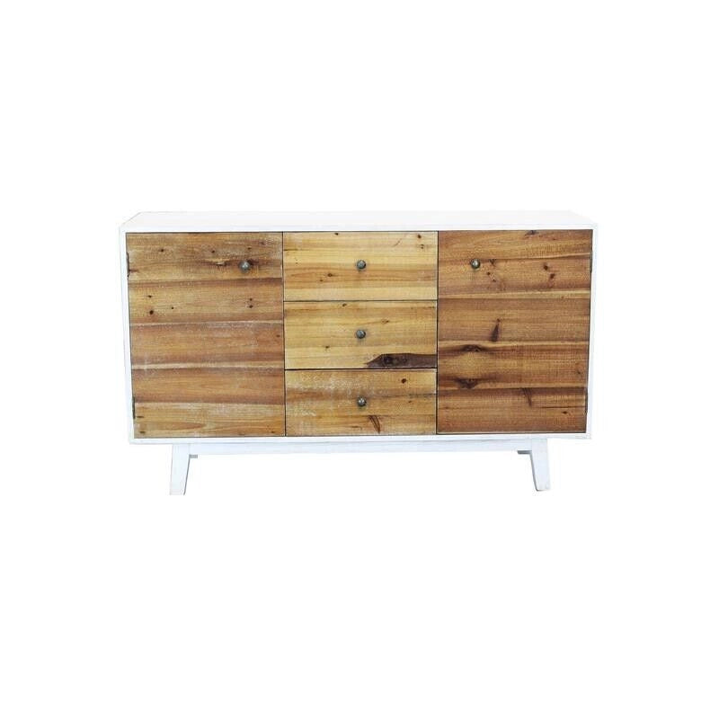 MOBILE AUSTEN BIANCO CON ANTE IN LEGNO NATURALE 142 X 45 X H83 CM