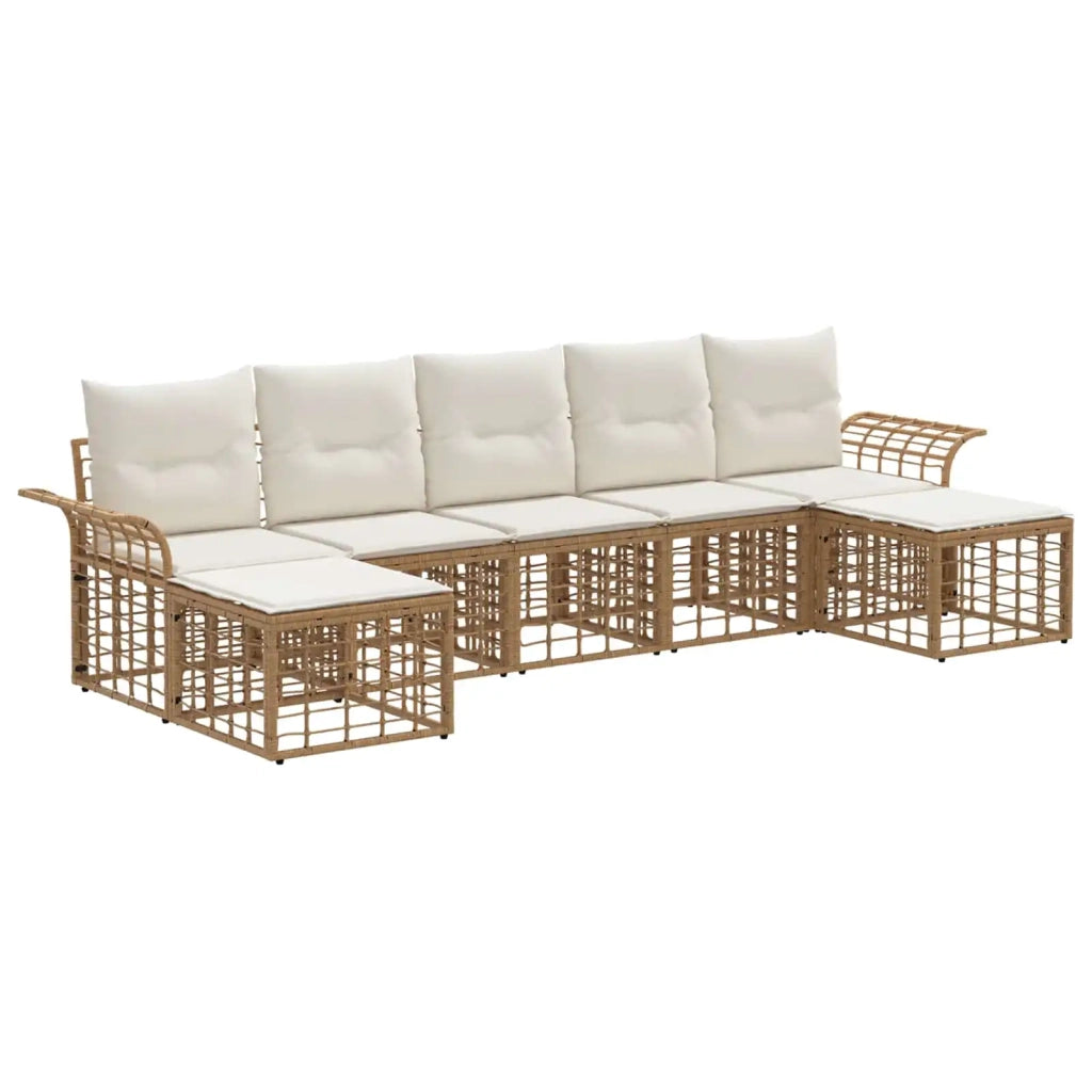 Set di divani da esterno 7 pcs Naturale e Bianco Crema