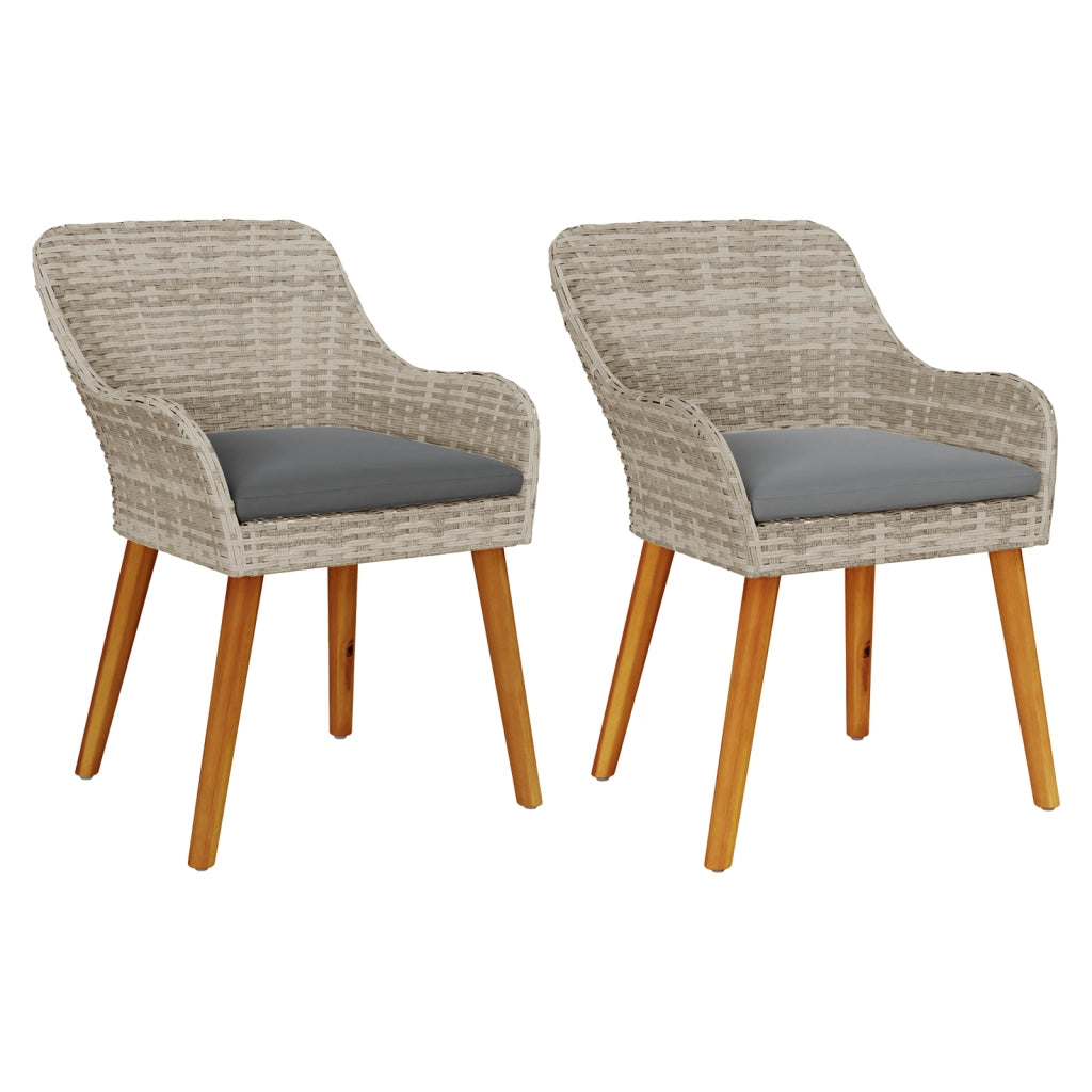 Sedia da giardino con cuscini 2 pcs Grigio chiaro in Polyrattan