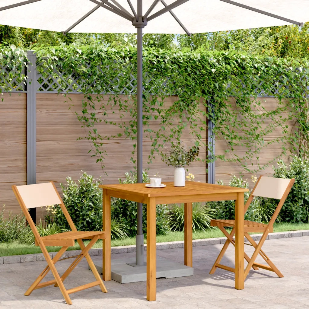 vidaXL Sedie da Bistrò 2pz Beige in Legno Massello di Acacia e Tessuto