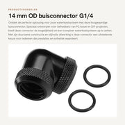 Connettore a 90° G1/4 - Doppia tubazione rigida - Raffreddamento acqua - Sigillazione silicone - Fitting raffreddamento acqua in ottone verniciato - Codice prodotto:  (mantenere il codice prodotto) - Modello:  (mantenere il modello)