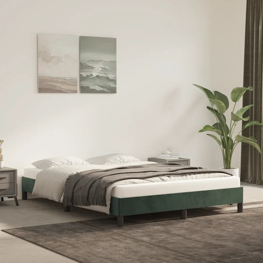 Giroletto senza Materasso Verde Scuro 140x200 cm in Velluto 346979