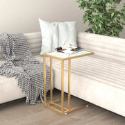 vidaXL Tavolino per Computer Marmo Bianco 50x35x65 cm Vetro Temperato