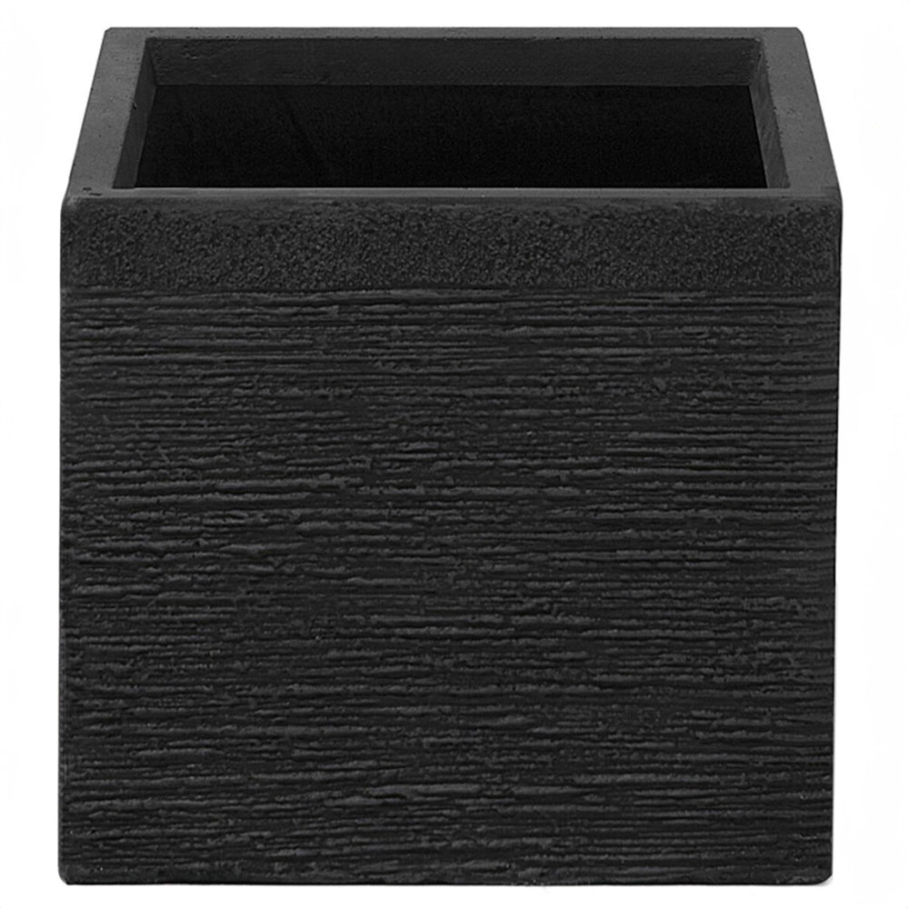 Vaso per piante fioriera in fibra nera solida quadrata 30 x 28 cm resistente ai raggi UV