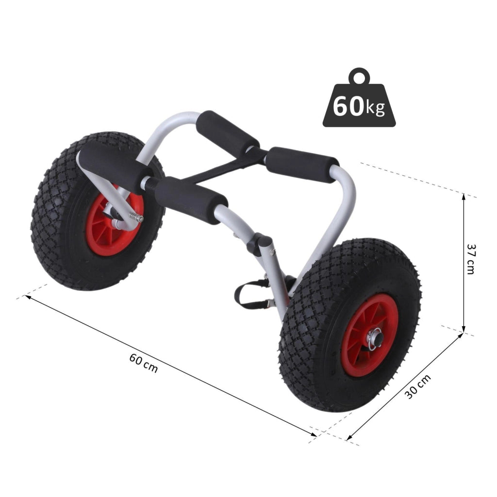 Carrello per Kayak Pieghevole in Alluminio 60x30x37 cm Max 60kg Argento e Nero