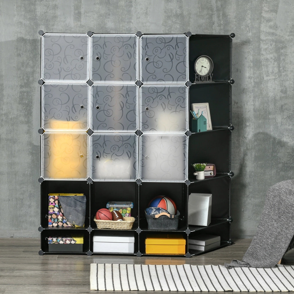 Armadio Portatile con Compartimenti e Appendiabiti ¨C zephmum ¨C Nero e Bianco 60x40x160