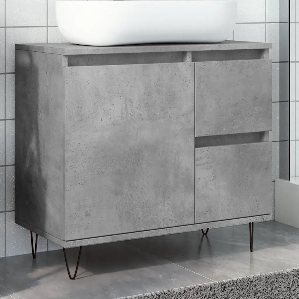 Armadietto da Bagno Grigio Cemento 65x33x60cm in Truciolato 857225