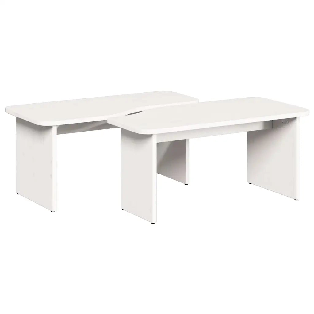 vidaXL Tavolino da salotto 2 pcs Bianco 100 x 69 x 35.5 cm