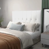 Testiera Letto Matrimoniale Imbottita con Design a Bottoni, in Pelle PU e MDF, 160x7x120 cm, Bianco