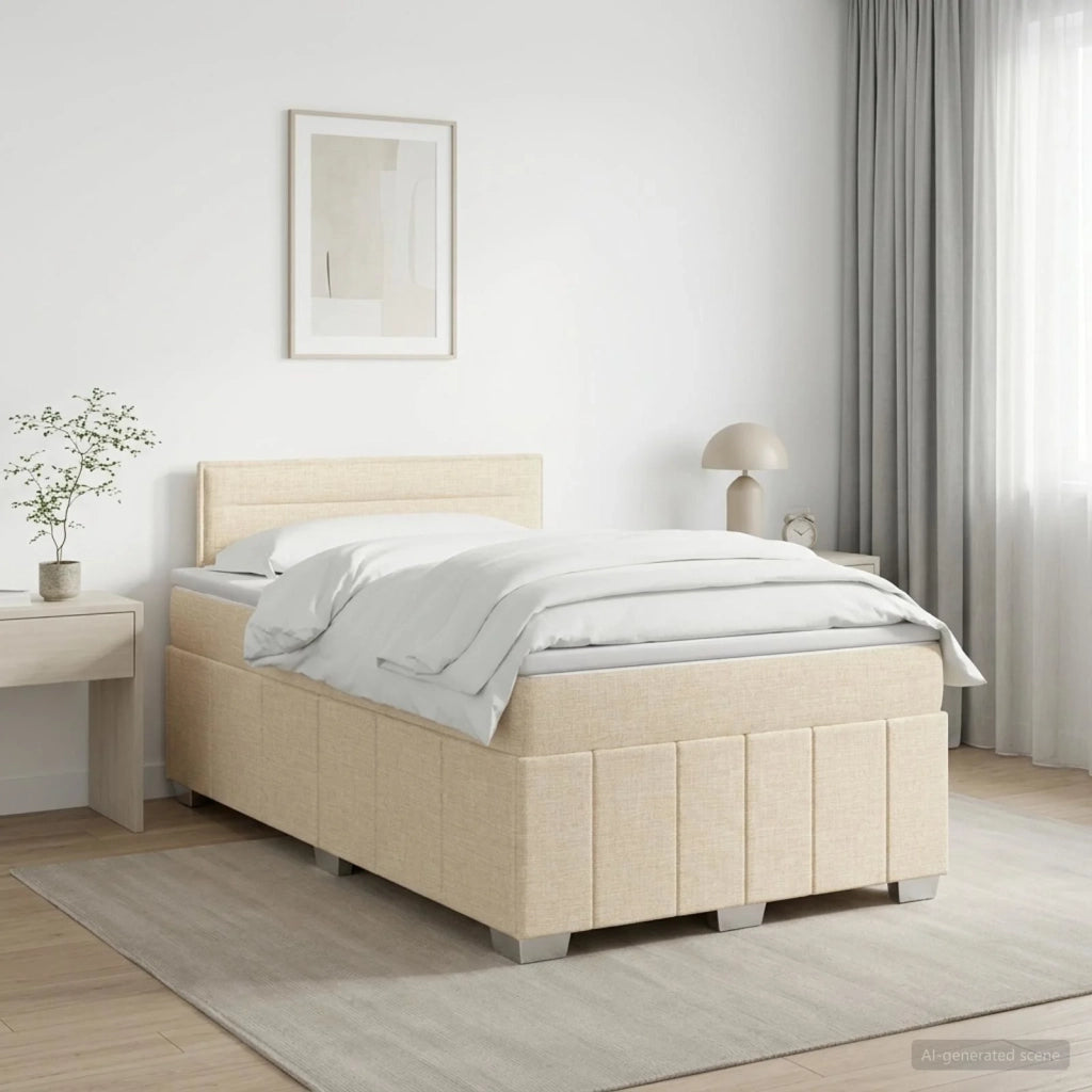 Letto box spring con materasso Crema 120 x 200 cm Tessuto 3451183
