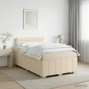 Letto box spring con materasso Crema 120 x 200 cm Tessuto 3451183