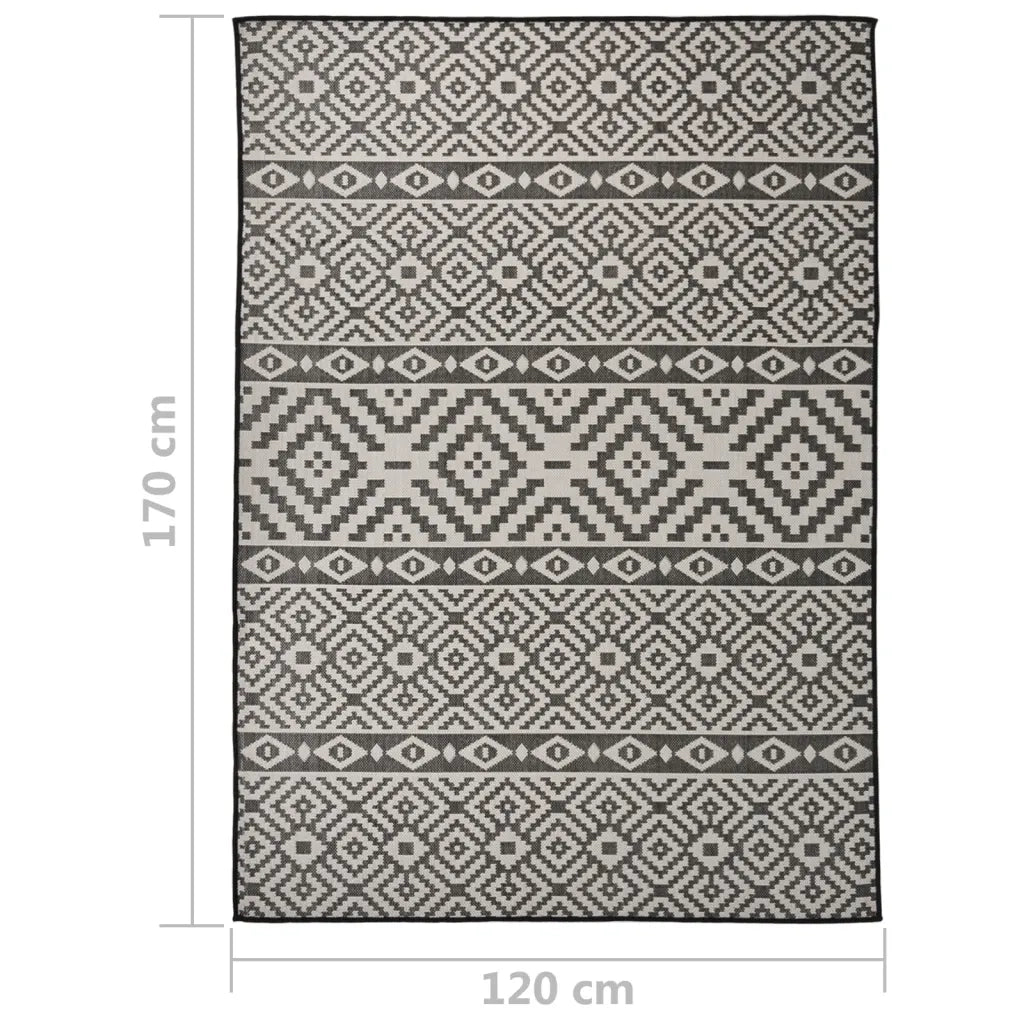 Tappeto da Esterni a Tessitura Piatta 120x170 cm Strisce Nere 340851