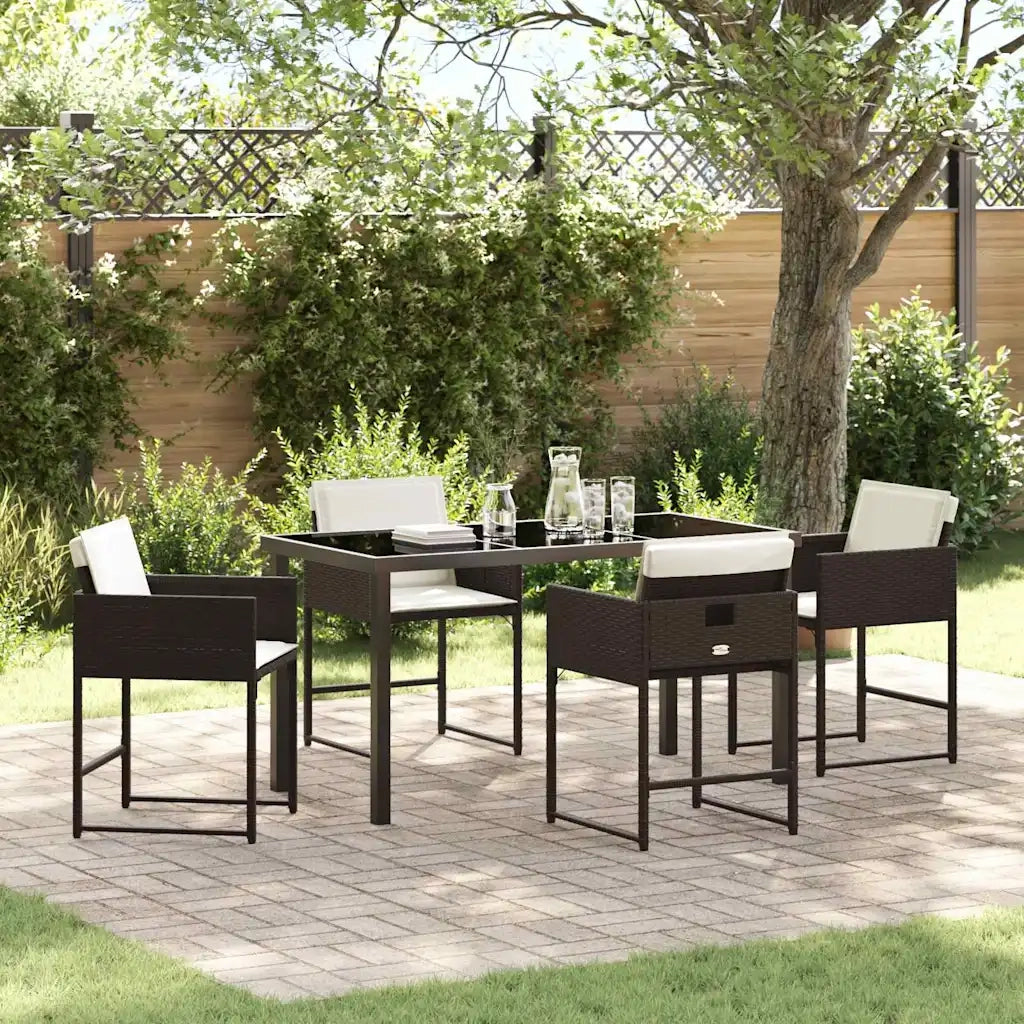 Set da Pranzo per Giardino 5 pcs Marrone polyrattan