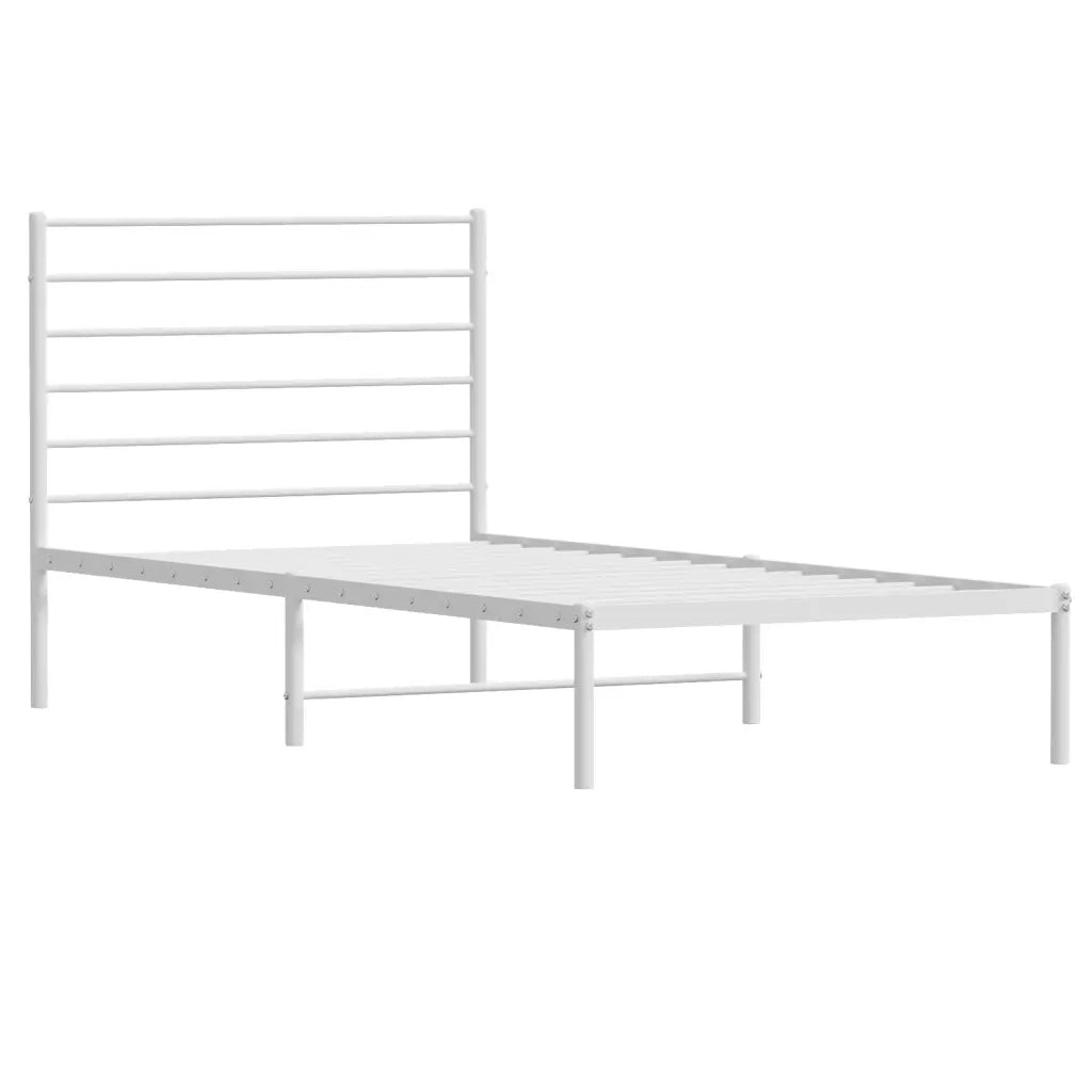 Giroletto con Testiera-Struttura Letto con testiera Metallo Bianco 107x203 cm 475296