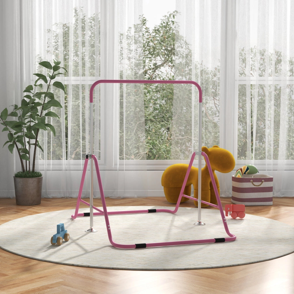 Sbarra Ginnastica Pieghevole per Bambini ¨C zephmum ¨C Rosa, Altezza Regolabile 88-128 cm