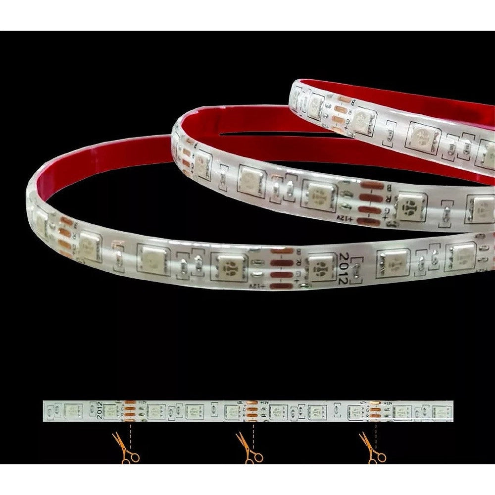 Trade Shop - Striscia Strip Led Smd Rgb 5050 60d 12v 7w/m Ip55 Bobina 5 Metri 5050-d-rgb -