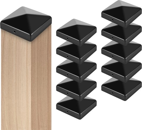 Dop per recinzione a paletta quadrato piramidale in PVC nero 71mm