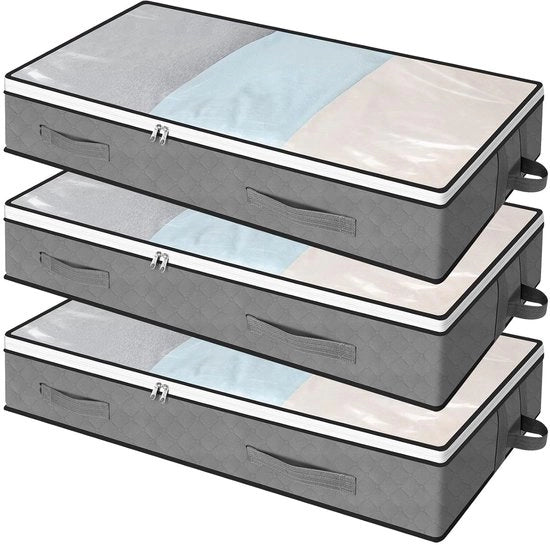 Set di contenitori per archiviazione sotto il letto - ademanti e idrorepellenti - set da 3 - 100x50x15 cm - tessuto a vapore.