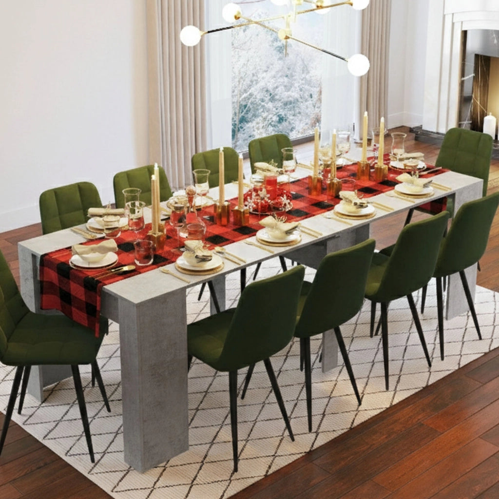 Consolle allungabile Vaelis, trasformabile in tavolo da pranzo, salvaspazio ed estensibile fino a 237 cm, 90-237x76,6x90 cm, Grigio