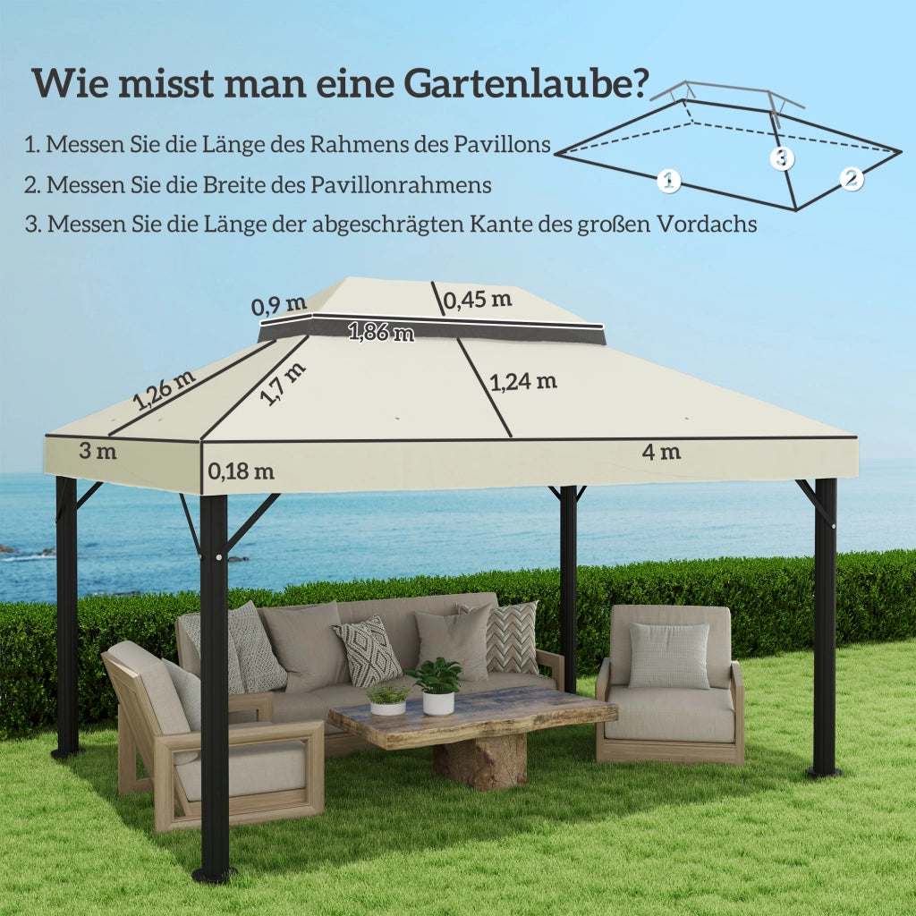 Tenda da giardino ¨C zephmum ¨C 3x4 m, crema, polipropilene