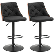 Set 2 Sgabelli da Bar Girevoli Regolabili ¨C Zephmum ¨C Nero e Noce 47.5x50x93.5-116 cm