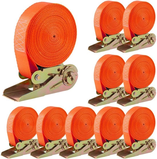 10 pezzi 800kg 6m x 25mm cinturoni di corda con grilletto, 2-in-1, a due pezzi con gancio, cinturoni di corda, cinturoni di corda, blu per la sicurezza di carico (arancione), 10 pezzi