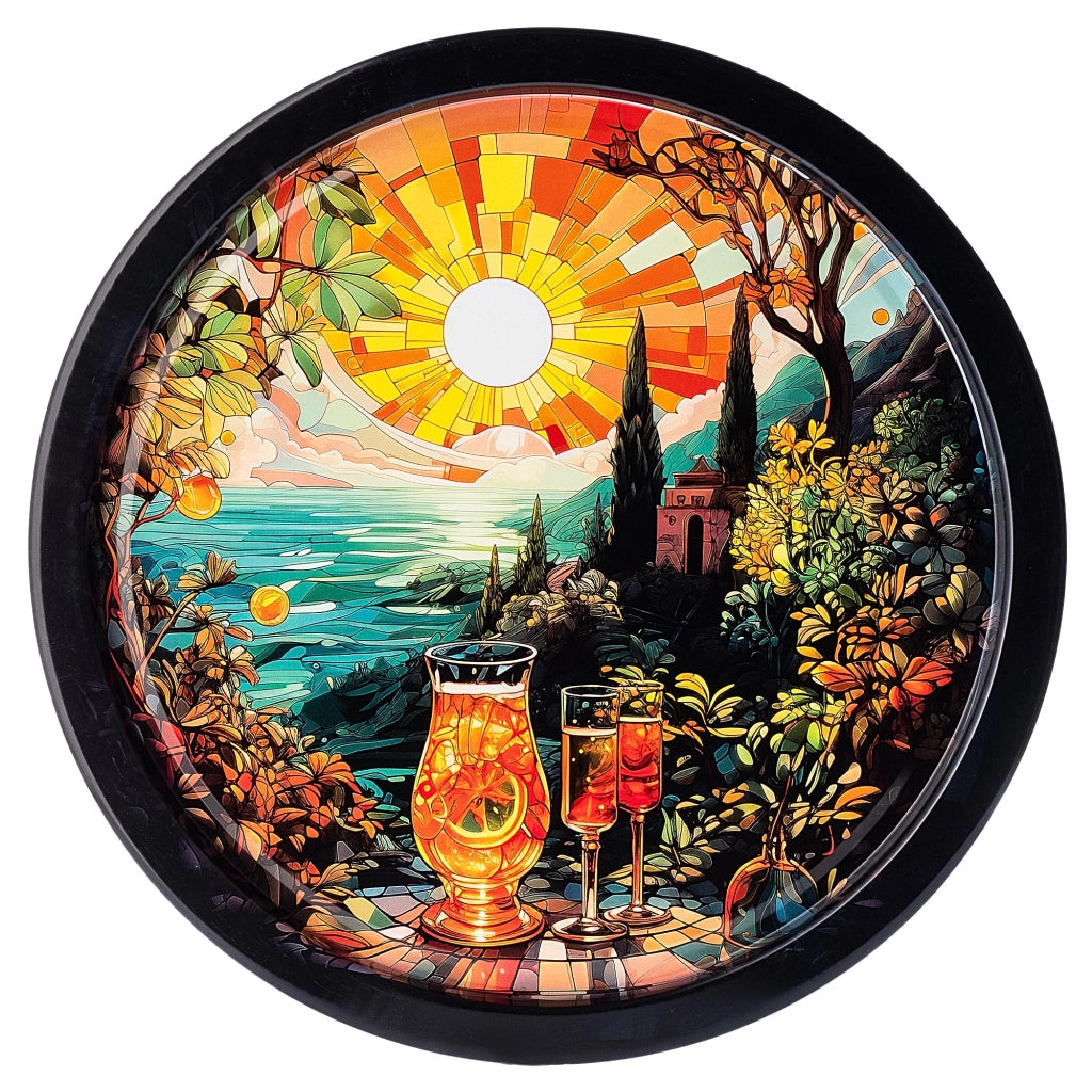 Vassoio decorativo rotondo in metallo KADAX, grande vassoio da cocktail da 32,5 cm