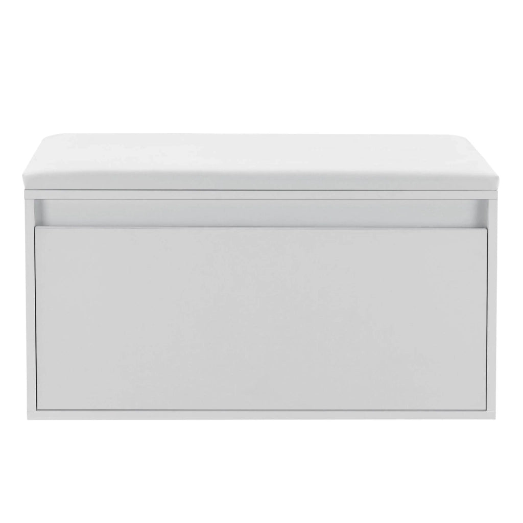 Panca portascarpe di design con cassetto mobile da ingresso con seduta imbottita elegante contenitore per 3 paia di scarpe truciolato PU sintetico 80 x 39 x 45 cm bianco 03_0004679