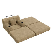 Poltrona letto 1 posto con funzione letto; portabicchieri e 4 tasche in corduroy kaki