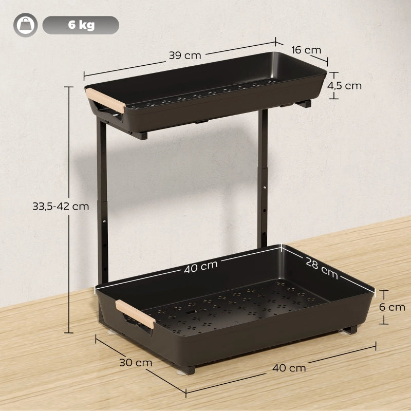 MENSOLA DA CUCINA Regolabile 40 x 30 x 33,5-42 cm Nero Plastica