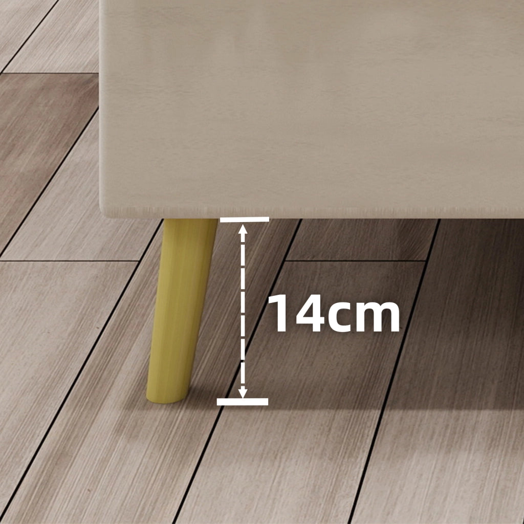 Letto Singolo 90x200 cm; Contenitore; Testiera Sagomata; in Tessuto e Metallo; Beige