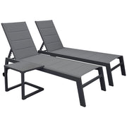 Set di 2 lettini BARBADOS in textilene grigio eTavolino - alluminio grigio antracite