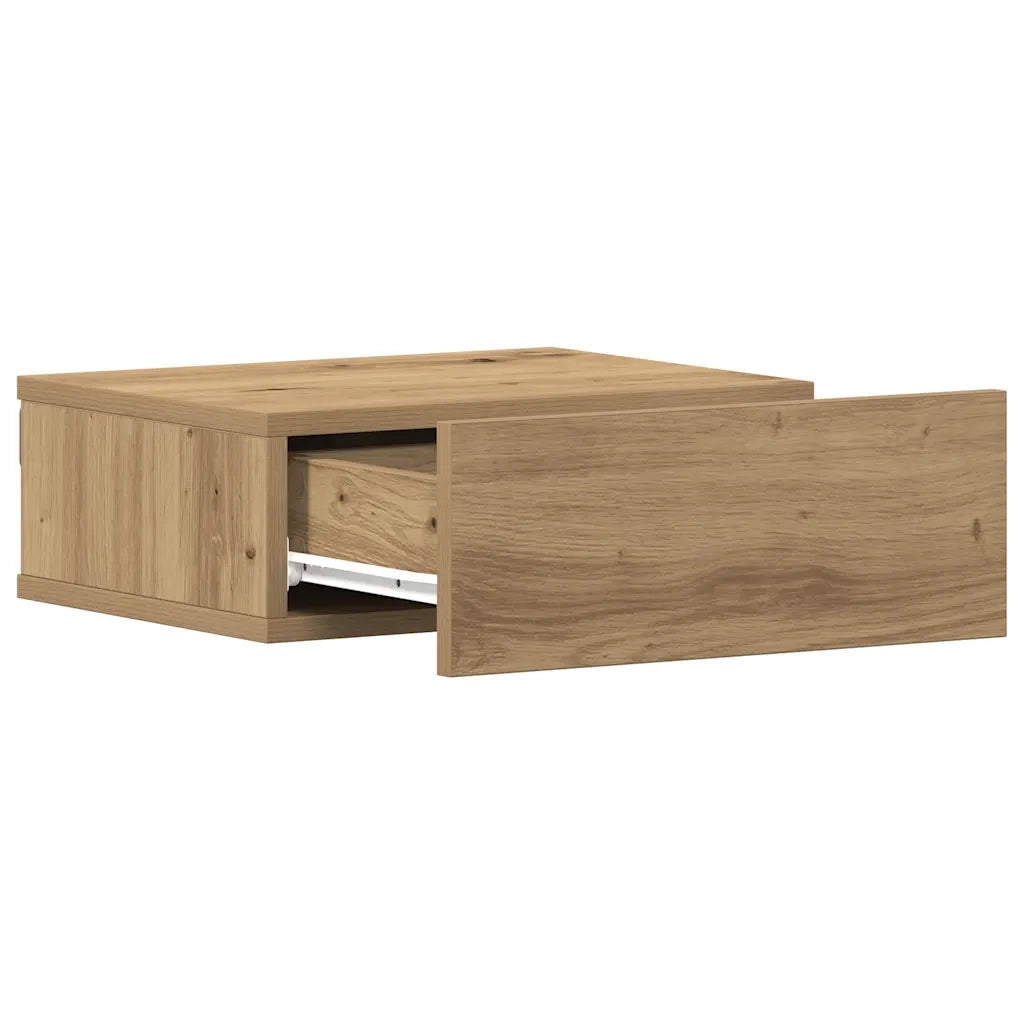 Comodino Pensile Rovere Artigianale 40x32x15 cm in Truciolato 861121