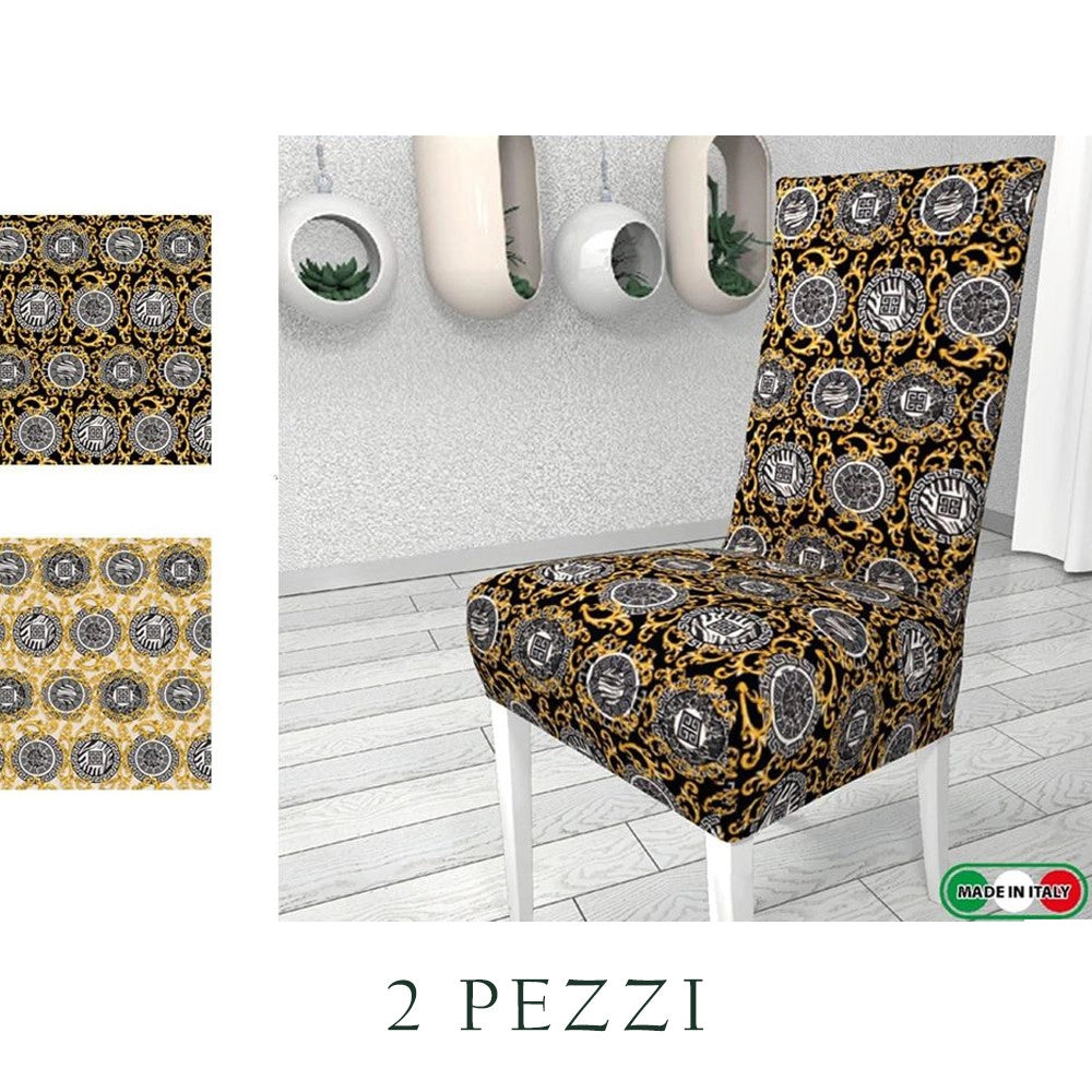 Trade Shop - 2 Pezzi Coprisedia Fodera Per Sedia E Schienale Fantasia In Stampa Digitale 3d -