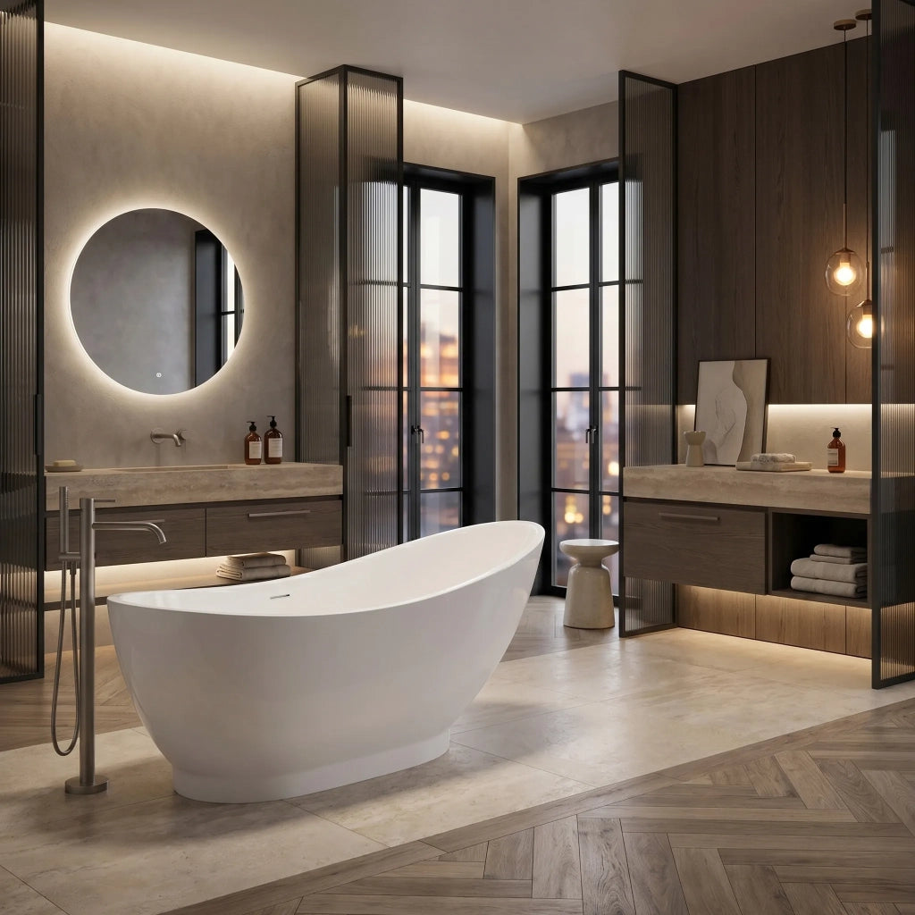 Vasca Da Bagno Freestanding Rea Sorento 180 Copritappo rame spazzolato