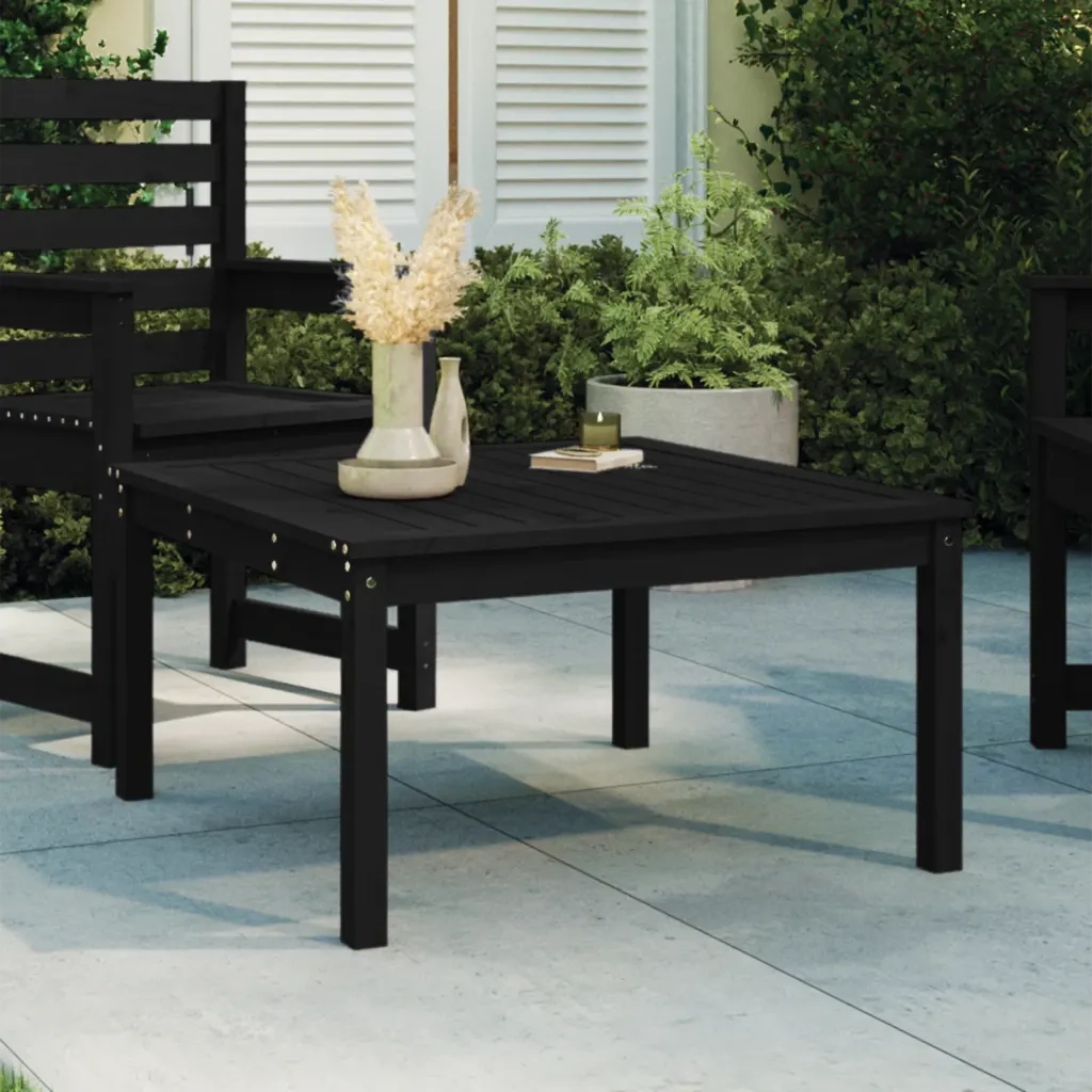 Tavolo da Giardino | Tavolino da esterno Nero 82,5x82,5x45 cm Legno Massello di Pino
