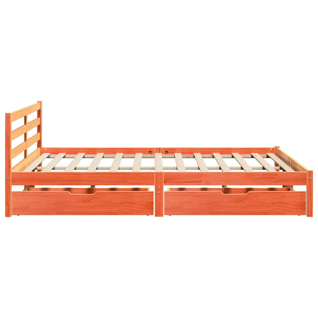 Letto senza Materasso Marrone Cera 200x200 cm in Legno di Pino