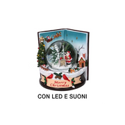 Palla di vetro led resina libro con musica cm 14x14h16,5