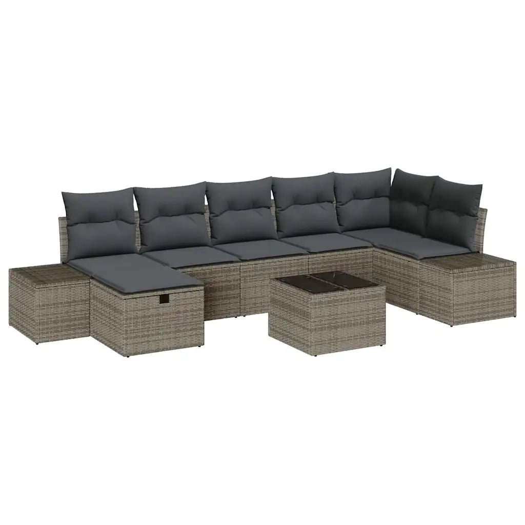 Set Divano da Giardino con cuscino 8 pcs Grigio polyrattan 3359408