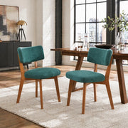 Sedia da Pranzo Set da 2 con Schienale Ergonomico e Seduta Imbottita, in Legno, Verde