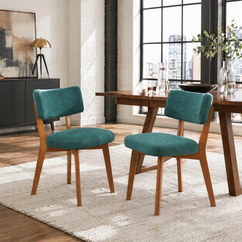 Sedia da Pranzo Set da 2 con Schienale Ergonomico e Seduta Imbottita, in Legno, Verde