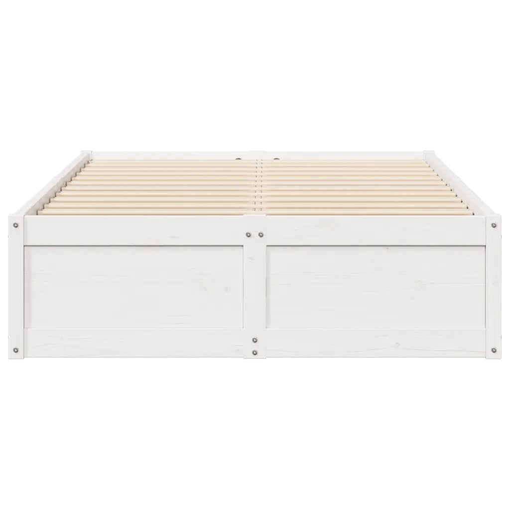 Letto senza Materasso Bianco 135x190 cm Legno Massello di Pino