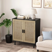 Credenza a 2 ante con chiusura magnetica e 2 vani aperti per soggiorno sala da pranzo e ingresso nero 80 × 40 × 88 cm