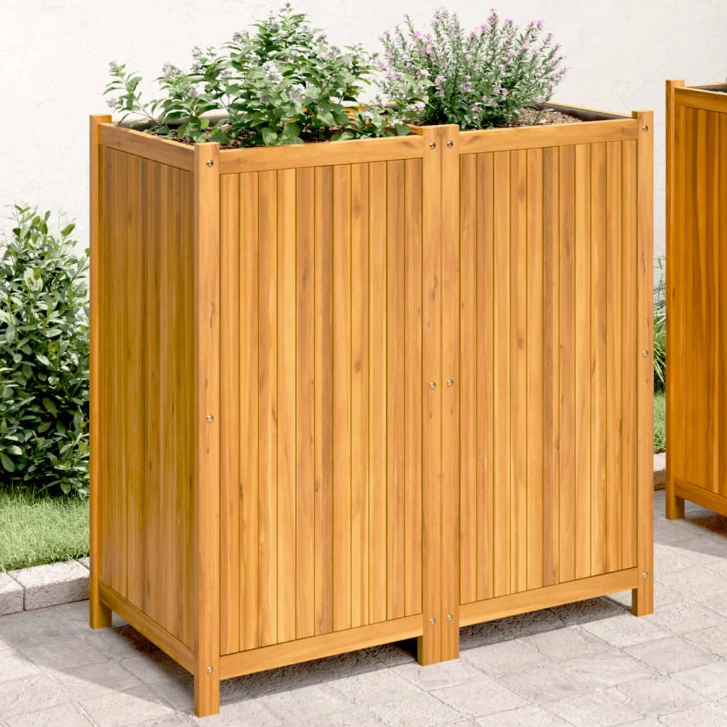 Aiuola rialzata/fioriera con rivestimento 100 x 50 x 100 cm legno massello di acacia marrone 02_0038118