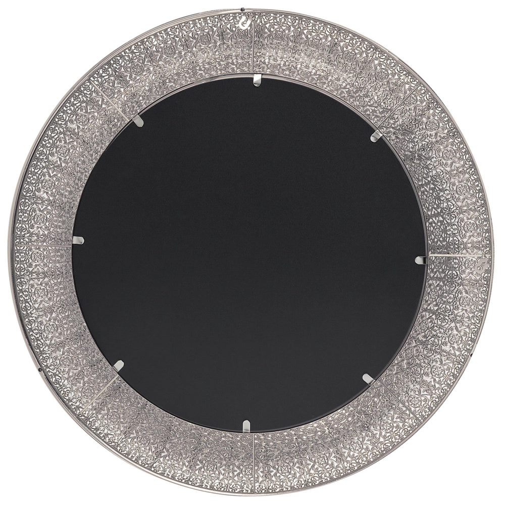 Specchio da parete in argento rotondo da 80 cm con decorativo dipinto