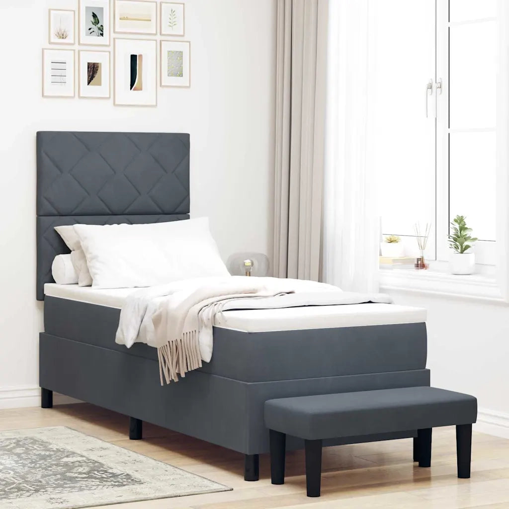 Letto a molle con materasso Grigio scuro 80 x 200 cm Velluto 3344541